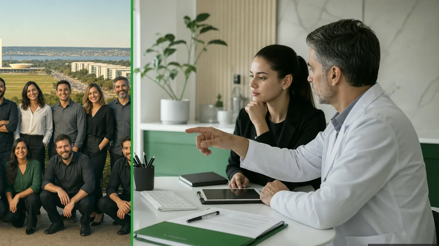 Equipe usando tecnologia para acompanhar processos de gestão, ilustração do artigo sobre escolher um software de gestão para a empresa